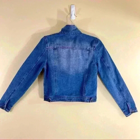 HIGHWAY JEANS Med Wash Distressed Denim Trucker Jean Jacket Size S - Picture 6 of 8